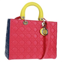 【原宿店限定】クリスチャンディオール Christian Dior ハンドバッグ レディディオール カナージュ レザー 2way ピンク シルバー レディース 161705M
