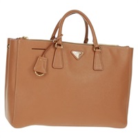 【原宿店限定】プラダ PRADA ガレリア ハンドバッグ サフィアーノレザー ブラウン ゴールド レディース 163245V