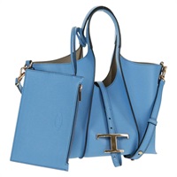 【原宿店限定】トッズ TOD’S Tタイムイレス ショッピングバッグ ハンドバッグ レザー 2way ライトブルー ゴールド レディース am10460SM