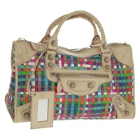 【原宿店限定】バレンシアガ BALENCIAGA ジャイアント ワーク ハンドバッグ レザー マルチカラー シルバー 173080 レディース 163060V