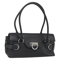 【原宿店限定】サルヴァトーレフェラガモ Salvatore Ferragamo ハンドバッグ ガンチーニ レザー ブラック シルバー レディース 165043V