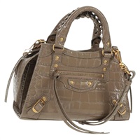 【原宿店限定】バレンシアガ BALENCIAGA ネオ クラシック シティ ハンドバッグ パテントレザー 2way グレー ゴールド 638524 レディース am10547AM