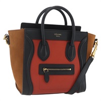 【原宿店限定】セリーヌ CELINE ラゲージ ナノショッパー ハンドバッグ レザー 2way オレンジ ゴールド レディース ka1504M