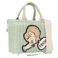 【原宿店限定】プラダ PRADA ハンドバッグ ウィッカー 2way ゴールド レディース ka1577M