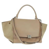 【原宿店限定】セリーヌ CELINE トラペーズ ハンドバッグ スエード レザー 2way ベージュ シルバー レディース 154261V