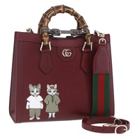 【原宿店限定】グッチ GUCCI ハンドバッグ バンブー　ダイアナ ヒグチユウコ レザー 2way ボルドー ゴールド 841487 レディース 160985SM
