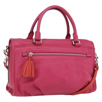 【原宿店限定】ロエベ LOEWE セビリア ハンドバッグ アナグラム レザー 2way ピンク シルバー レディース ka1644M