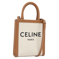 【原宿店限定】セリーヌ CELINE バーティカル カバ ミニ ハンドバッグ トリオンフ レザー キャンバス 2way ベージュ レディース ka1664SAM