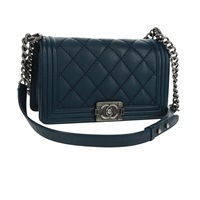 シャネル CHANEL ショルダーバッグ チェーン マトラッセ25 ボーイシャネル ラムスキン ネイビー シルバー レディース ka1286SAM