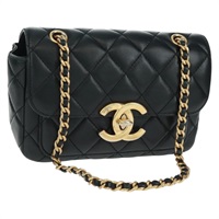 【原宿店限定】シャネル CHANEL ショルダーバッグ マトラッセ チェーン ラムスキン ブラック ゴールド レディース 159919SAM