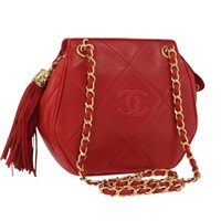 【原宿店限定】シャネル CHANEL ショルダーバッグ チェーン ラムスキン レッド ゴールド レディース 161493V