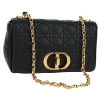 【原宿店限定】クリスチャンディオール Christian Dior ショルダーバッグ Caro ミディアムカナージュ カーフスキン ブラック ゴールド M9242UWHC_M900 レディース 157