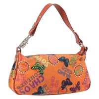 【原宿店限定】ヴェルサーチ VERSACE ショルダーバッグ キャンバス オレンジ シルバー レディース 161511V