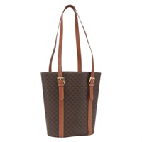 【原宿店限定】セリーヌ CELINE ショルダーバッグ マカダムキャンバス PVCレザー ブラウン ゴールド レディース 164848V