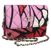 【原宿店限定】シャネル CHANEL ショルダーバッグ ミニマトラッセ12 チェーン コットン マルチカラー ゴールド レディース 161565SM