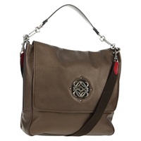 【原宿店限定】ロエベ LOEWE マイア ショルダーバッグ アナグラム レザー 2way ブラウン シルバー レディース 164867V