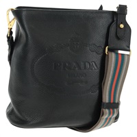 【原宿店限定】プラダ PRADA ショルダーバッグ レザー ブラック ゴールド レディース 154258SAM