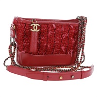 【原宿店限定】シャネル CHANEL ガブリエルドゥシャネル ショルダーバッグ チェーン ツイード ピンク ゴールド レディース bs32467V