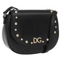 【原宿店限定】ドルチェアンドガッバーナ DOLCE&GABBANA ショルダーバッグ レザー ゴールド ブラック レディース ka1627V