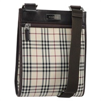 【原宿店限定】バーバリー BURBERRY ショルダーバッグ ノバチェック キャンバス レザー ベージュ シルバー レディース ka1653V