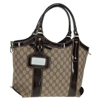 【原宿店限定】グッチ GUCCI トートバッグ GGスプリーム PVC ベージュ ゴールド 203521 レディース 162307V