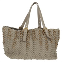 【原宿店限定】ボッテガヴェネタ BOTTEGAVENETA トートバッグ イントレチャート レザー グレー ゴールド レディース am10529V