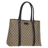 【原宿店限定】グッチ GUCCI トートバッグ GGスプリーム PVC ベージュ シルバー 114288 レディース am10610V