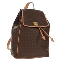 【原宿店限定】セリーヌ CELINE バックパック マカダムキャンバス PVCレザー ブラウン ゴールド レディース fm5011V