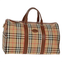 【原宿店限定】バーバリー BURBERRY ボストンバッグ ノバチェック ナイロン ベージュ ゴールド レディース yk20164V