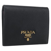 【原宿店限定】プラダ PRADA 財布 サフィアーノレザー ブラック ゴールド レディース ka1558M