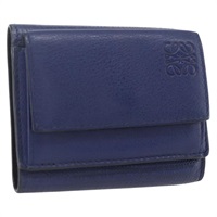 【原宿店限定】ロエベ LOEWE 財布 アナグラム レザー ネイビー ゴールド レディース ka1720M