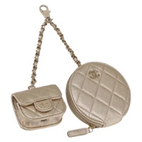 【原宿店限定】シャネル CHANEL ポーチ マトラッセ イヤホンケース レザー シャンパンゴールド レディース 163737SAM
