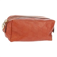 【原宿店限定】グッチ GUCCI ポーチ GGキャンバス グッチシマ レザー オレンジ ゴールド 153228 レディース am10551V