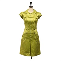 【原宿店限定】ルイ・ヴィトン LOUIS VUITTON シャツ ワンピース シルク グリーン レディース 163217M