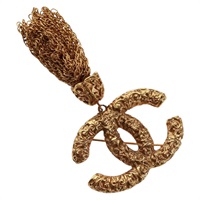 【原宿店限定】シャネル CHANEL ブローチ CC 溶岩 フリンジ メタル ゴールド レディース am10569V