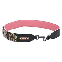 【原宿店限定】フェンディ FENDI ショルダーストラップ レザー 90cm ブラック ピンク レディース bs32453V