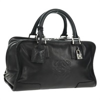 【原宿店限定】ロエベ LOEWE アマソナ28 ハンドバッグ アナグラム レザー ブラック シルバー レディース 165397V