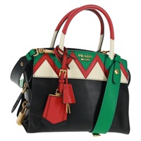 【原宿店限定】プラダ PRADA ハンドバッグ レザー 2way ブラック ゴールド レディース 166406V