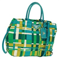 【原宿店限定】プラダ PRADA ハンドバッグ ナイロン 2way グリーン ゴールド レディース 168145V