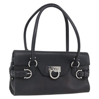 【原宿店限定】サルヴァトーレフェラガモ Salvatore Ferragamo ハンドバッグ ガンチーニ レザー ブラック シルバー レディース ep13022V