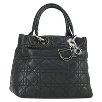 【原宿店限定】クリスチャンディオール Christian Dior ハンドバッグ カナージュ レザー ブラック シルバー レディース bs33116V