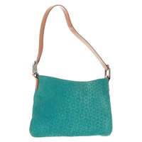 【原宿店限定】セリーヌ CELINE ショルダーバッグ Cマカダムキャンバス スエード レザー ターコイズブルー シルバー レディース 168361V