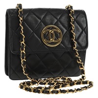 【原宿店限定】シャネル CHANEL ショルダーバッグ ミニマトラッセ18 チェーン ラムスキン ブラック ゴールド レディース 168081V