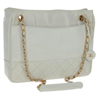 【原宿店限定】シャネル CHANEL ショルダーバッグ マトラッセ チェーン ラムスキン ホワイト ゴールド レディース 168177V