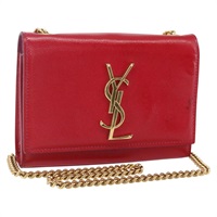 【原宿店限定】サンローラン SAINT LAURENT ショルダーバッグ チェーン レザー レッド ゴールド レディース ka1910V
