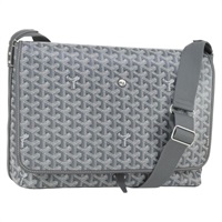 【原宿店限定】ゴヤール GOYARD カペシアンMM ショルダーバッグ ヘリンボーン PVC レザー グレー シルバー レディース SW2120SM