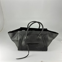 CELINE ラゲージ ファントム スクエア トートバッグ ブラック マットゴールド レザー