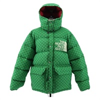 【原宿店限定】グッチ GUCCI ダウンジャケット 上着 GUCCI×THE NORTH FACE GGキャンバス コットン グリーン レディース 149909SM