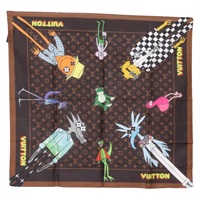 【原宿店限定】ルイ・ヴィトン LOUIS VUITTON LVフレンズバンダナ スカーフ モノグラム シルク ブラウン MP2954 レディース 166390V