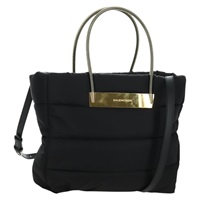 バレンシアガ BALENCIAGA ケーブルショッパーS ハンドバッグ ナイロン 2way ブラック ゴールド 371177 レディース 172521V